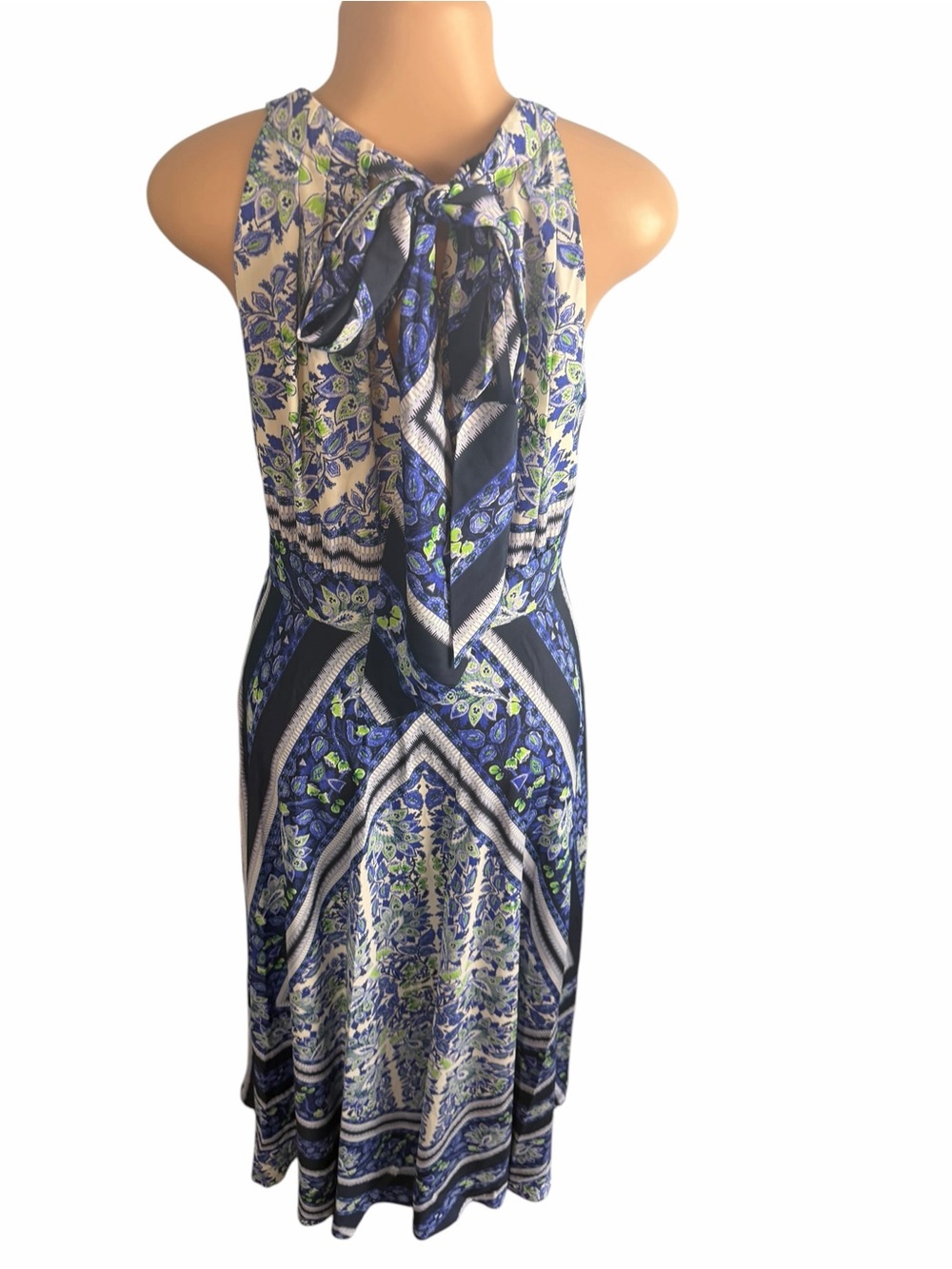 Eliza J Scarf Print Navy and White Floral Halter Maxi Dress - Picture 5 of 10